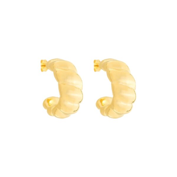 Brinco Dourado de Meia Argola Orgânico Arredondado