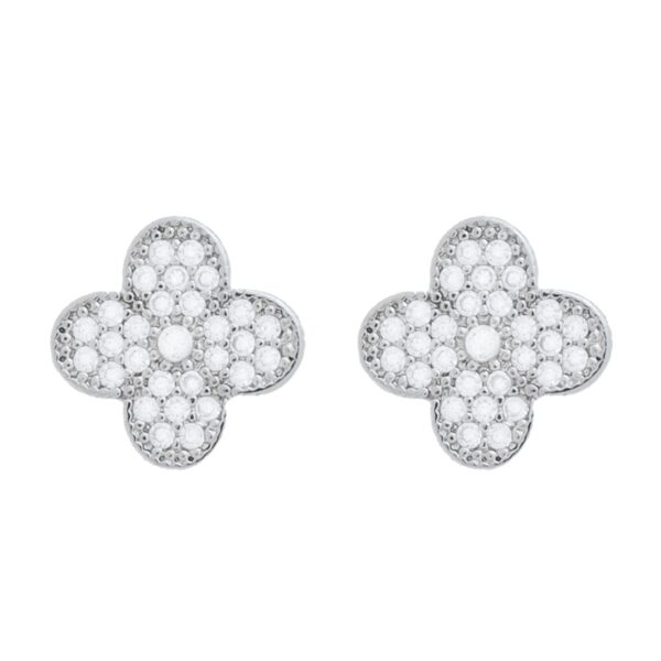 Conjunto Prateado de Trevo Cravejado de Zircônia - Image 3
